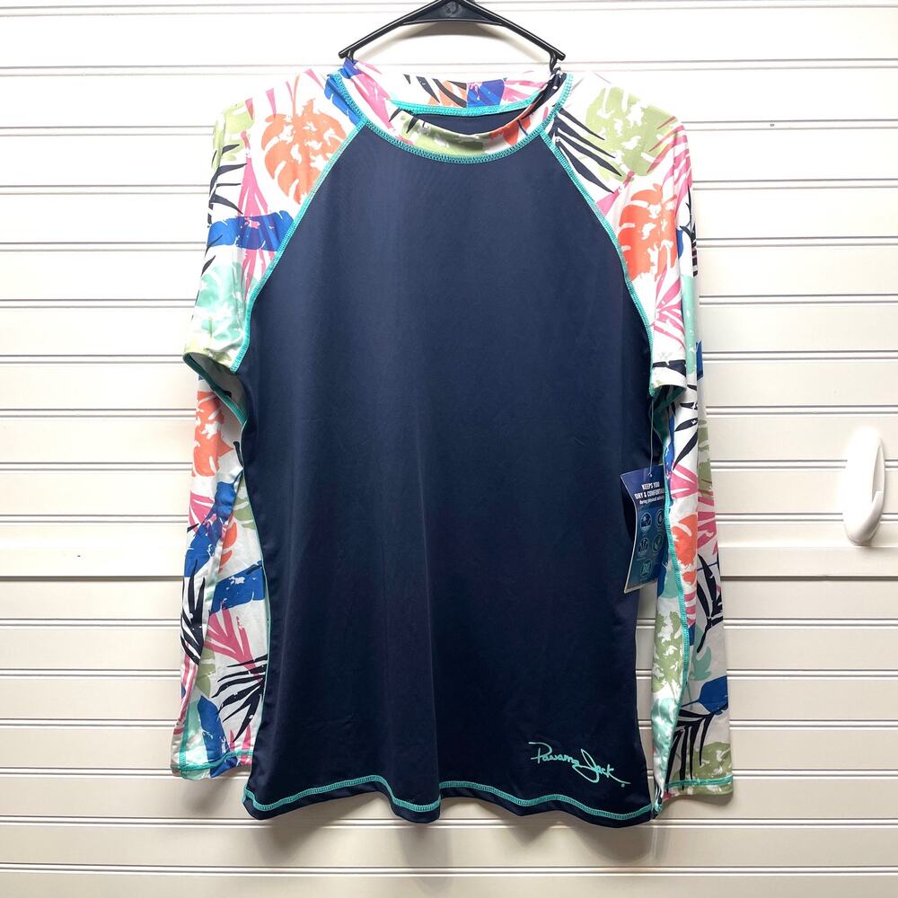 Panama Jack Navy and Multicolor Women's Swim Top